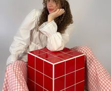 Color Tile Cube Table, Cool Modern Stool, Side Table (Unique Piece)