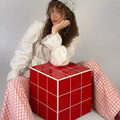 Color Tile Cube Table, Cool Modern Stool, Side Table (Unique Piece)