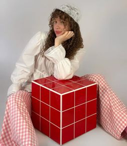 Color Tile Cube Table, Cool Modern Stool, Side Table (Unique Piece)