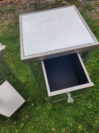 2 Silver Mirror beds side tables