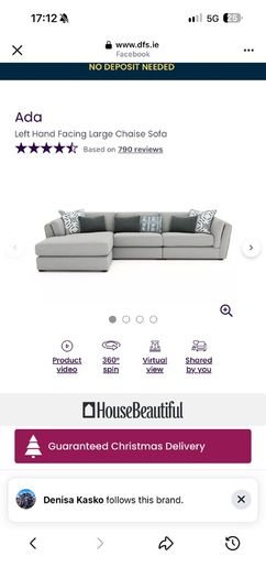 L left hand side DFS large sofa