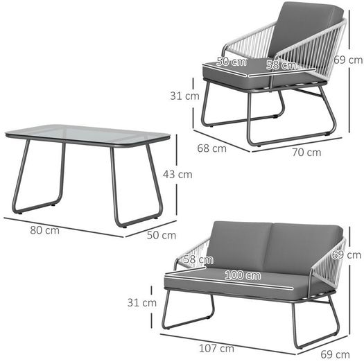 4 Piece Rattan Garden Furniture Set