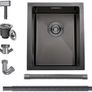 Black Steel Kitchen Sink 30x40cm Stainless Steel Undermount Single Bowl with Overflow, Drainer Fitting, Suitable for Topmount, Undermount, Flushmount Installation Image 3