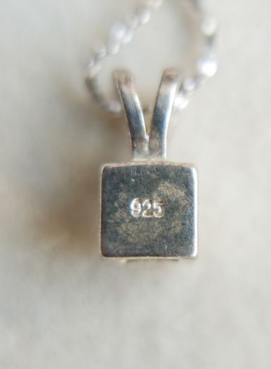 Vintage Sterling Silver 925 Cubic Zirconia Pendant Necklace - length 18" - 2,3g