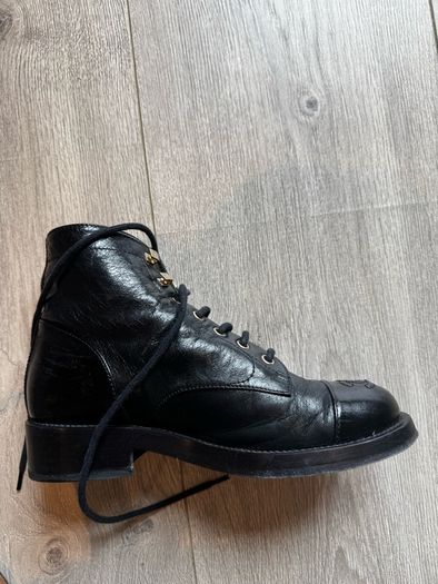 Chanel black leather boots