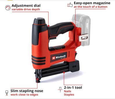 Einhell TE-CN 18 Li-Solo 0.5mm 18V Li-Ion Power X-Change Second Fix Cordless Nail Gun - Bare