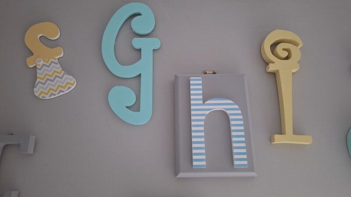 Alphabet wooden wall art.