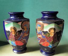 Pair of Hand Painted Japanese Vases