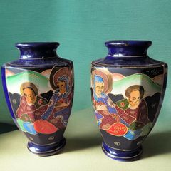 Pair of Hand Painted Japanese Vases