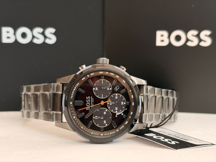 BOSS by Hugo Boss Grey Steel Olive Green Dial Solar-Chronograph Men's Watch - 1514034