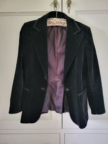 Vintage Black Velvet Jacket UK8