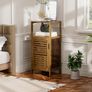 Bathroom Cabinet, Bamboo Floor Cabinet Free Standing, 4 Tier Sofa Side Storage Cupboard for Living Room Kitchen Bedroom, Walnut Image 2