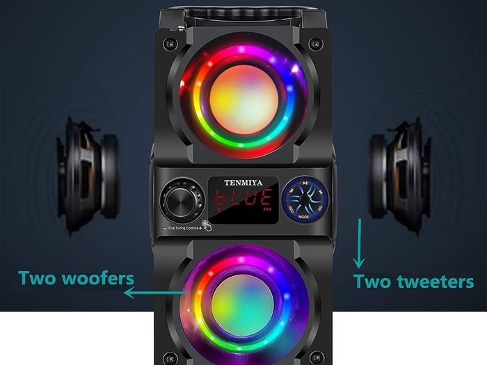 Bluetooth Speakers,40W Portable Bluetooth Speaker Dual Subwoofer,LED Colorful Light,Bluetooth 5.0 Wireless Stereo Party Speaker,10H Playtime Wireless Outdoor Boombox Speaker for Home,Camping,Travel
