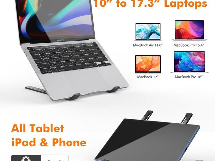 GB1054B Black Laptop Stand for Desk, Adjustable Laptop Riser, Portable Laptop Stand with 6 Angle