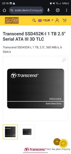 Transcend SSD452K-I | 1 TB | 2.5" Serial ATA III 3D TLC | Brand New | Can Also Post |
