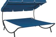 Outdoor Lounge Bed with Canopy Blue