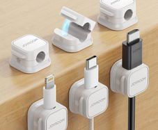 6 Pack Cable Tidy Clips Adjustable Cord Organiser Magnetic Management Self Adhesive Wire Holder for Desk, Nightstand, Charging Cables, HDMI, USB, Audio Cable, Office, Home, White