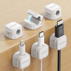 6 Pack Cable Tidy Clips Adjustable Cord Organiser Magnetic Management Self Adhesive Wire Holder for Desk, Nightstand, Charging Cables, HDMI, USB, Audio Cable, Office, Home, White