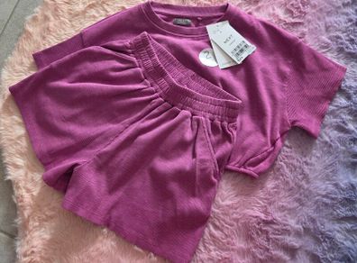 6years, With Tags Girls' 2-Piece Ribbed Top & Shorts Co-Ord Set