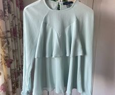 blouse mint green size 10 long sleeve frilled blouse