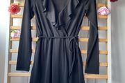 dress black H&amp;M dress size 38(12) long sleeve wrap effect