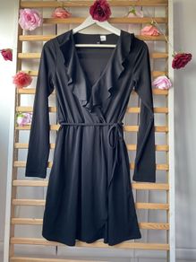 dress black H&M dress size 38(12) long sleeve wrap effect