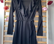 dress black H&M dress size 38(12) long sleeve wrap effect