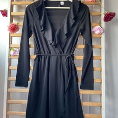 dress black H&M dress size 38(12) long sleeve wrap effect