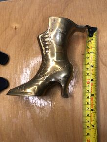 Vintage Solid Brass Shoe Figurine