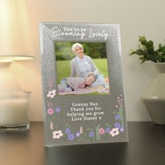Personalised Blooming Lovely 4x4 Glitter Photo Frame