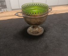 WMF of Germany silverplated green glass bowl