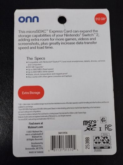 ONN microSDXC 512GB Express Card