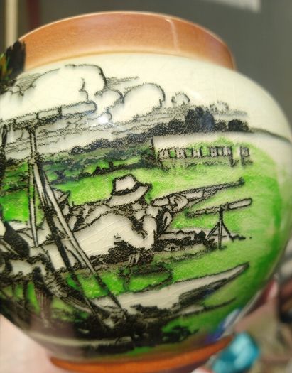 Empire Ware vase (rifle shooting scene)