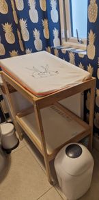 Changing table and nappy bin