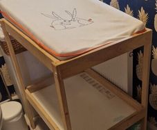 Changing table and nappy bin