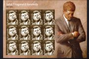 2017 USA John Fitzgerald Kennedy (1917-1963) Commemorative Stamp Sheet of 20 Plate BII Mint Never Hinged (MNH). Note perforations the sheet was folded in the boot right