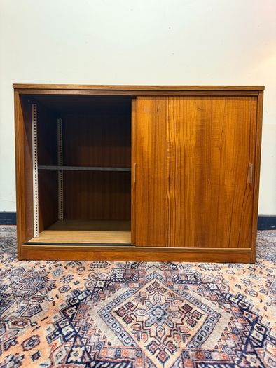 Mid Century Modern Teak Sliding Door Cabinet