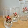 Vintage jug and four glasses with hunt scene Image 3