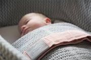 large cellular baby blanket 100% cotton- Grey with Pink Trim