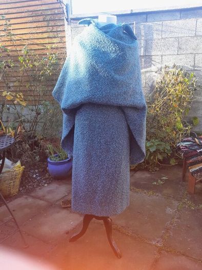 Teal Wool Vintage Handmade woven skirt and wrap