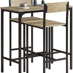 Bar table with 2 stools high back chairs