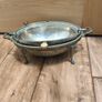 Revolving Warm Serving Plate Damaged Domed Chafing Dish Vintage Antique Claw Feet Damaged Missing one Leg Warmer Buffet Image 2