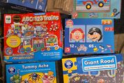 Set of 7 - Games,  Giant Jigsaw puzzles, Blocks