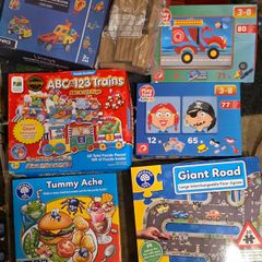 Set of 7 - Games,  Giant Jigsaw puzzles, Blocks