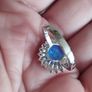 Silver 925 Cluster Ring with Lab Blue Opal CZ. Image 2