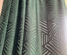 Green velvet eyelet curtains