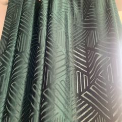 Green velvet eyelet curtains
