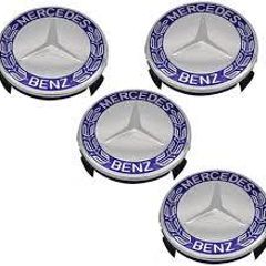 Mercedes Centre Caps 4Pcs/Set OEM Size Replacement for Be-nz Wheel Center Hub Caps Caps 75mm/2.95'' (Blue)