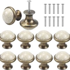 NEW SALE | 10PCS Vintage Cabinet Knobs, 33MM Ceramic Knobs, Vintage Shabby Chic Round Drawer Knobs, Kitchen Cabinet Cupboard Drawer Door Knobs Pull Handles for Chest of Drawers Kitchen Cabinet Cupboards