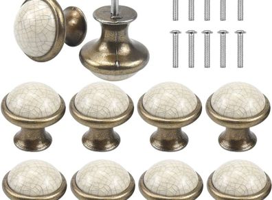 NEW SALE | 10PCS Vintage Cabinet Knobs, 33MM Ceramic Knobs, Vintage Shabby Chic Round Drawer Knobs, Kitchen Cabinet Cupboard Drawer Door Knobs Pull Handles for Chest of Drawers Kitchen Cabinet Cupboards